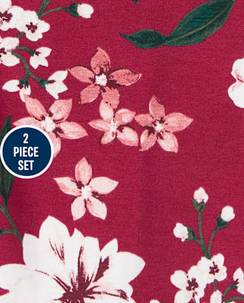 Toddler Girls Puff Print Floral Outfit Set
