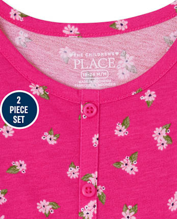 Conjunto de 2 piezas con péplum floral para niñas pequeñas