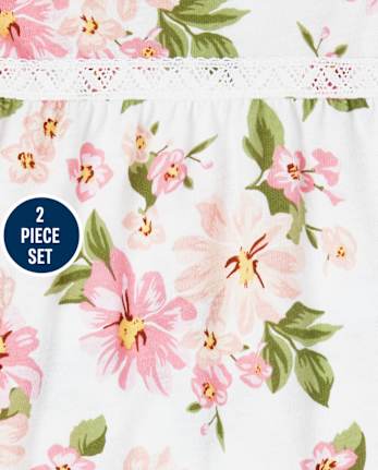 Conjunto de 2 piezas con capas florales para niñas pequeñas