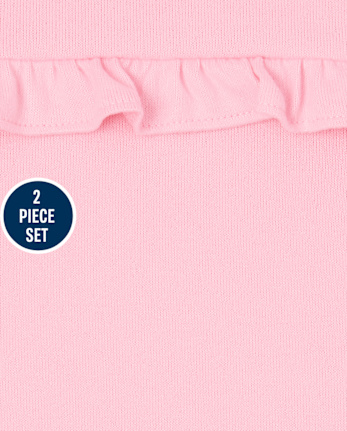 Conjunto de 2 piezas de suéter ligero con volantes para niñas pequeñas