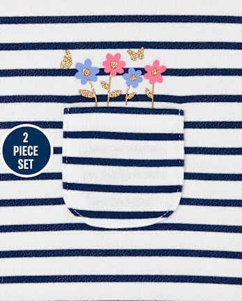 Conjunto de 2 piezas con túnica a rayas para niñas pequeñas