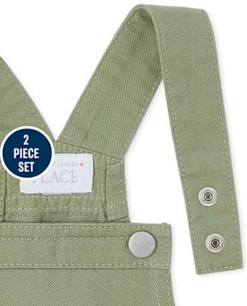 Conjunto de 2 piezas con falda de sarga con corazones para niñas pequeñas