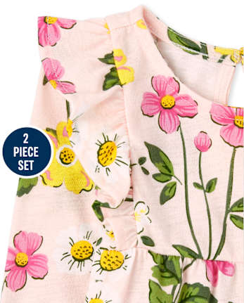 Toddler Girls Floral Ruffle 2-Piece Set