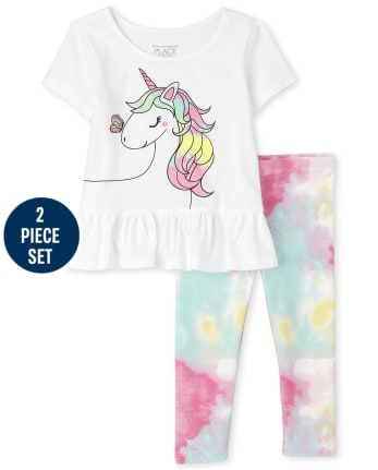 Toddler Girls Unicorn Peplum 2-Piece Set
