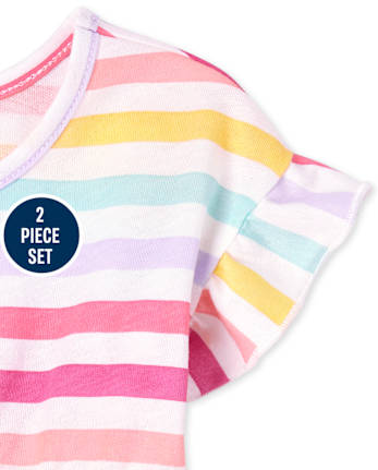 Toddler Girls Rainbow Striped 2-Piece Set