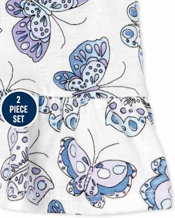 Ensemble 2 pièces à basque papillon pour petites filles