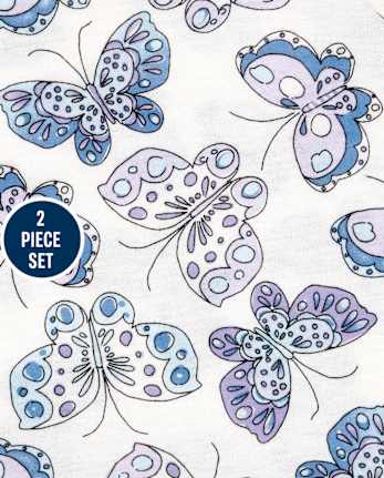 Ensemble 2 pièces à basque papillon pour petites filles
