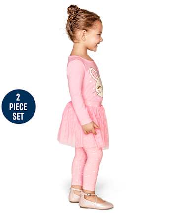 Conjunto de 2 piezas de conejito brillante para niñas pequeñas