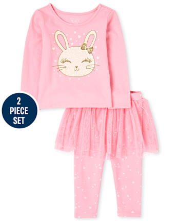 Conjunto de 2 piezas de conejito brillante para niñas pequeñas
