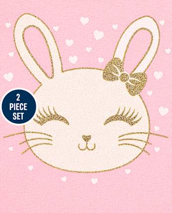 Conjunto de 2 piezas de conejito brillante para niñas pequeñas
