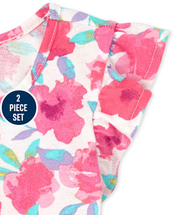 Toddler Girls Floral Ruffle 2-Piece Set