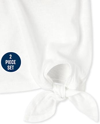 Conjunto de 2 piezas para niñas pequeñas con lazo en la parte delantera y arcoíris