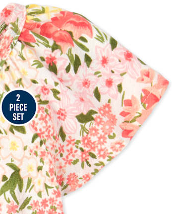 Toddler Girls Floral Chambray 2-Piece Set