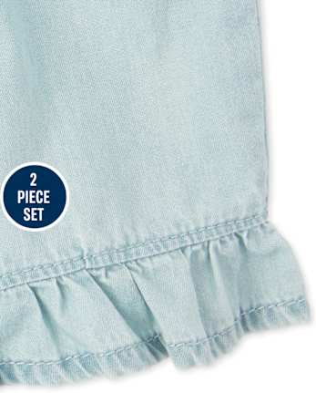 Toddler Girls Floral Chambray 2-Piece Set