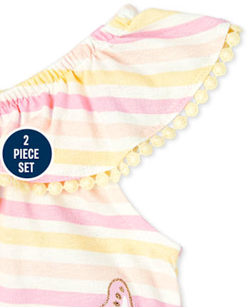 Toddler Girls Striped Ruffle 2-Piece Set