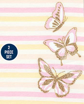 Toddler Girls Striped Ruffle 2-Piece Set