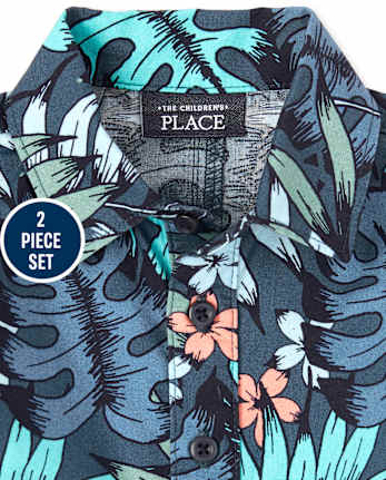 Ensemble de tenue barboteuse tropicale pour bébé garçon