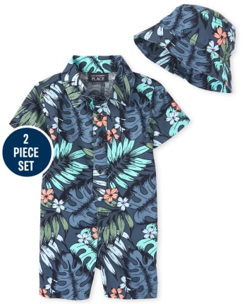 Baby Boys Tropical Romper Outfit Set