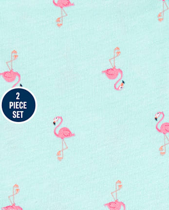 Ensemble 2 pièces flamant rose pour petites filles