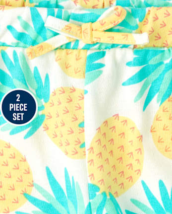 Conjunto de 2 piezas con volantes florales para niñas pequeñas