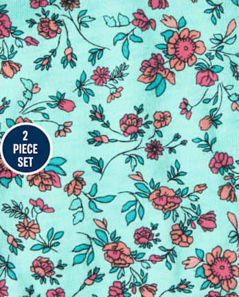 Ensemble 2 pièces smocké à fleurs pour toute-petite fille