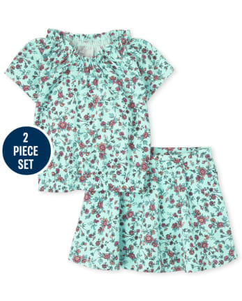 Toddler Girls Floral Smocked 2-Piece Set