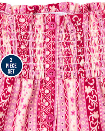 Toddler Girls Floral Smocked 2-Piece Set