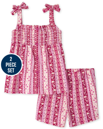 Toddler Girls Floral Smocked 2-Piece Set