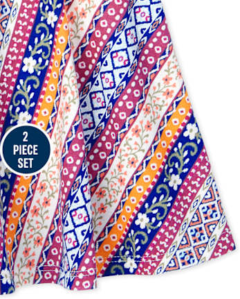 Ensemble 2 pièces imprimé à épaules dénudées pour petites filles