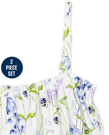 Ensemble 2 pièces à volants fleuris pour fille