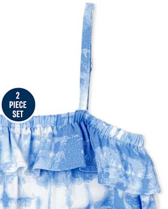 Ensemble 2 pièces à volants et tie-dye pour fille