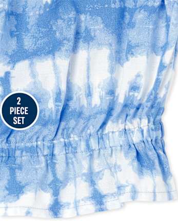 Ensemble 2 pièces à volants et tie-dye pour fille