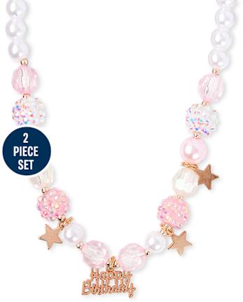 Girls Birthday Beaded Necklace And Bracelet Set