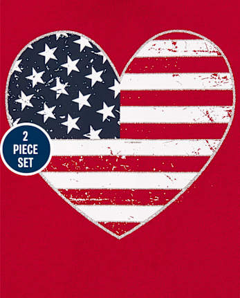 Conjunto de 2 piezas americana con corazón y estrellas para niñas