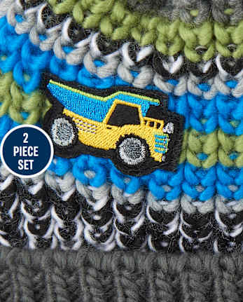 Conjunto de gorro y manoplas de construcción para niños pequeños