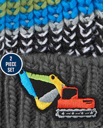 Conjunto de gorro y manoplas de construcción para niños pequeños