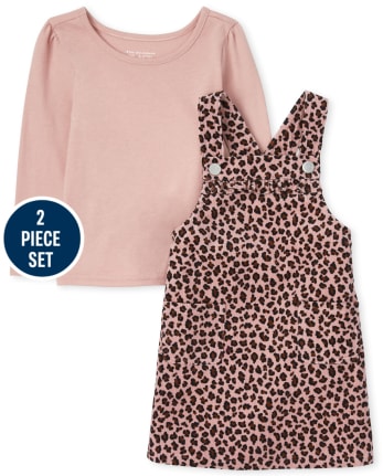 Toddler Girls Sleeveless Leopard Print Corduroy Skirtall And Top 2 Piece Set BARE ROSE The Children s Place