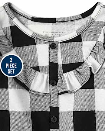 Conjunto de 2 piezas a cuadros de búfalo para niñas pequeñas