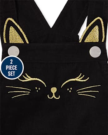 Conjunto de 2 piezas con falda de gato para niñas pequeñas