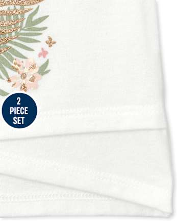 Ensemble 2 pièces cerf fleuri pour toute-petite fille