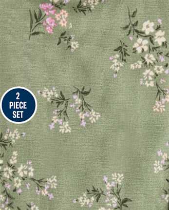 Ensemble 2 pièces cerf fleuri pour toute-petite fille