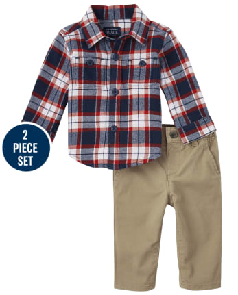 Baby Boys Dad And Me Plaid Flannel 2-Piece Set