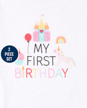 Conjunto de 2 piezas de cumpleaños para bebés y niñas