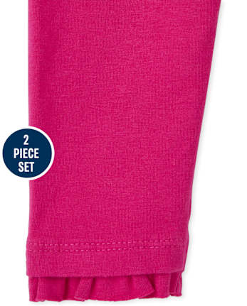 Conjunto de 2 piezas con volantes florales para niñas pequeñas