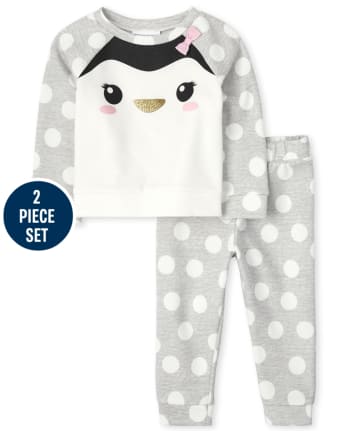 Toddler Girls Penguin Dot 2-Piece Set