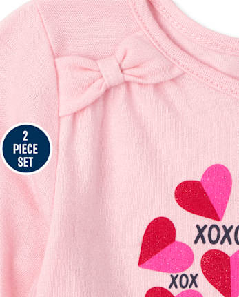 Toddler Girls Heart Bow 2-Piece Set