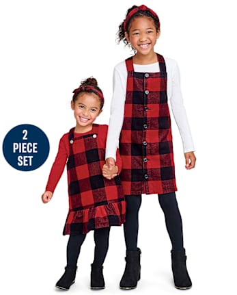 Ensemble 2 pièces jupe à carreaux Buffalo pour petites filles