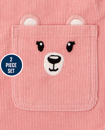 Ensemble 2 pièces jupe ours polaire pour toute-petite fille