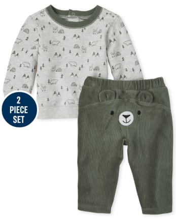 Conjunto de ropa de juego de 2 piezas de oso para bebé niño