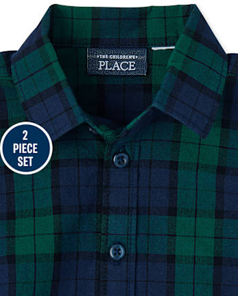 Baby Boys Plaid Poplin 2-Piece Set